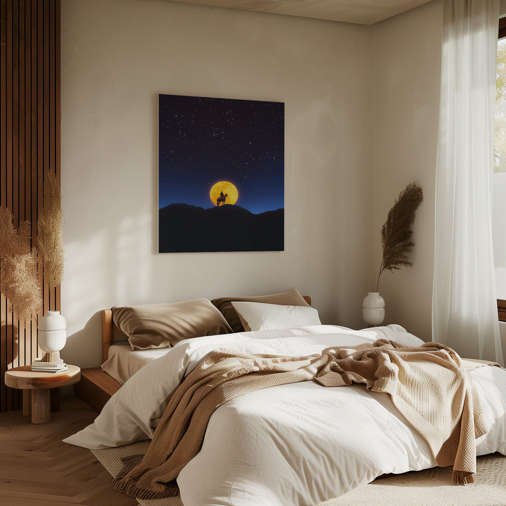 De ruiter en de maan | Canvas