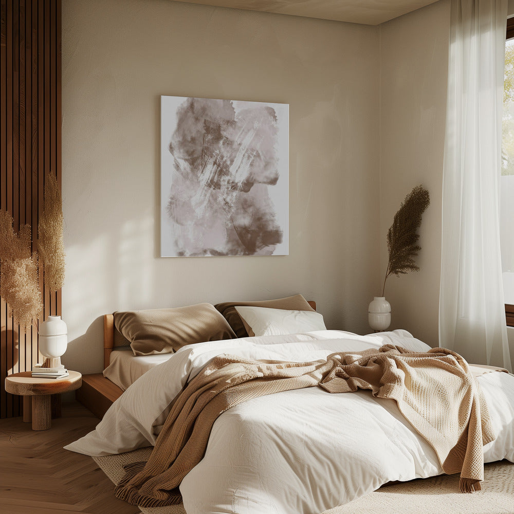 Abstract kunstwerk met zachte beige en bruine tinten | Canvas