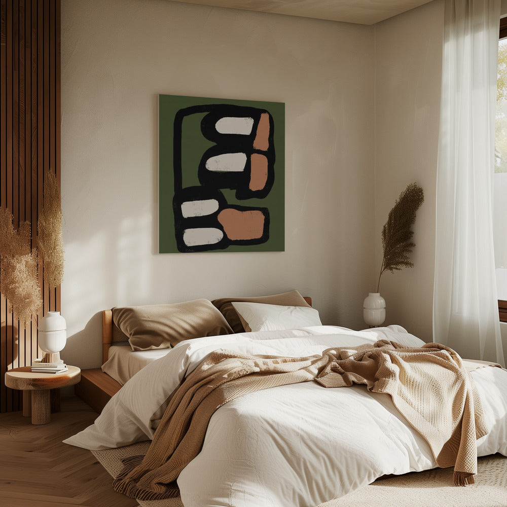 Ovaal abstract groen | Canvas