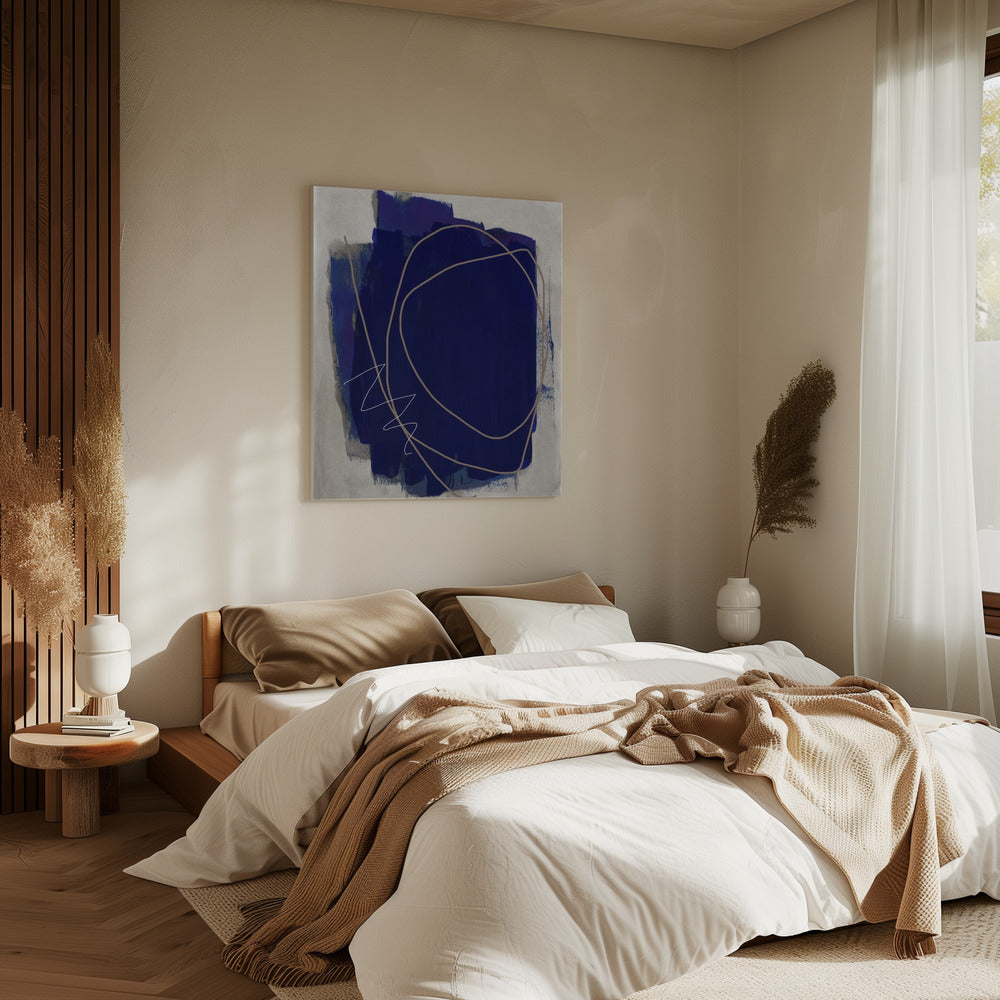Blauwe Streken 5 | Canvas