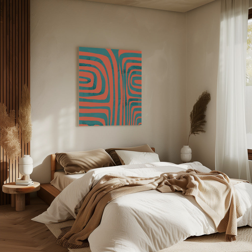 Turquoise & Coral Abstraction 2 | Canvas
