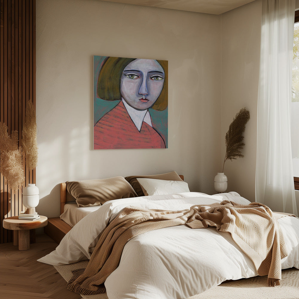 Dame in meloen trui | Canvas