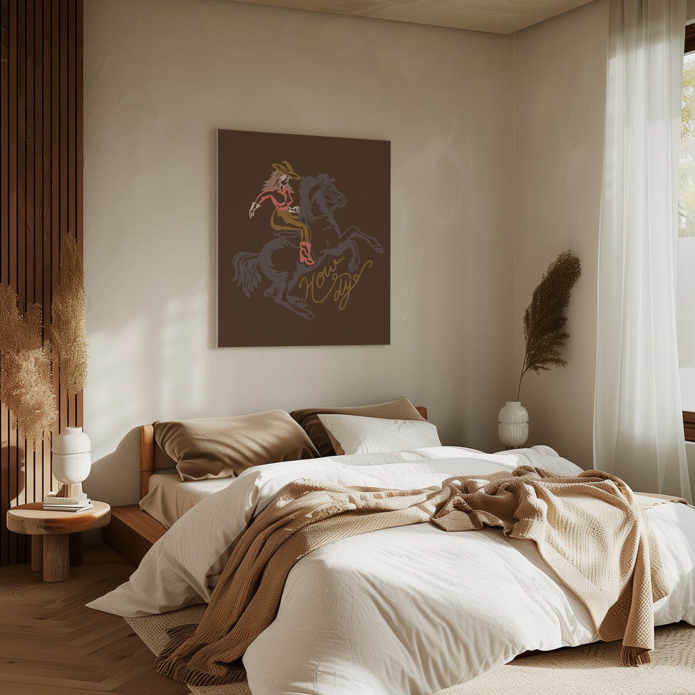 Cowgirl op een steigerend paard | Canvas