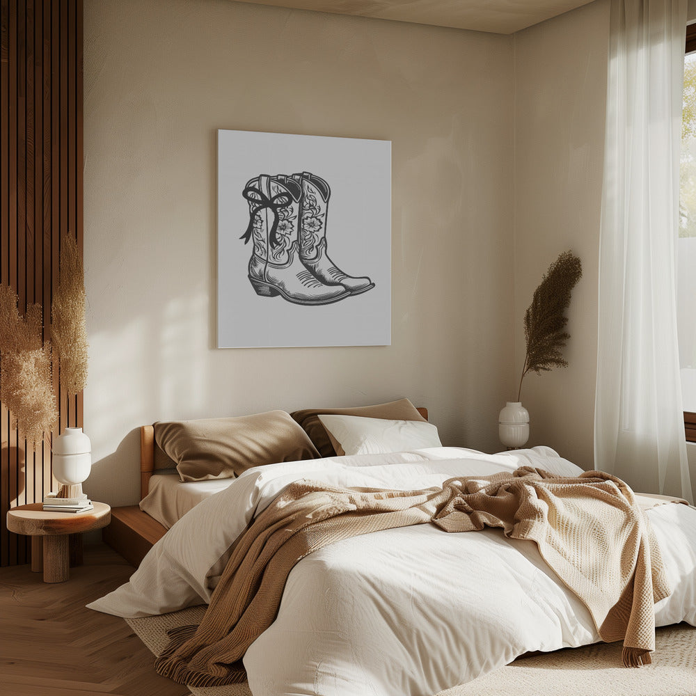 Zwarte cowgirllaarzen met strik | Canvas