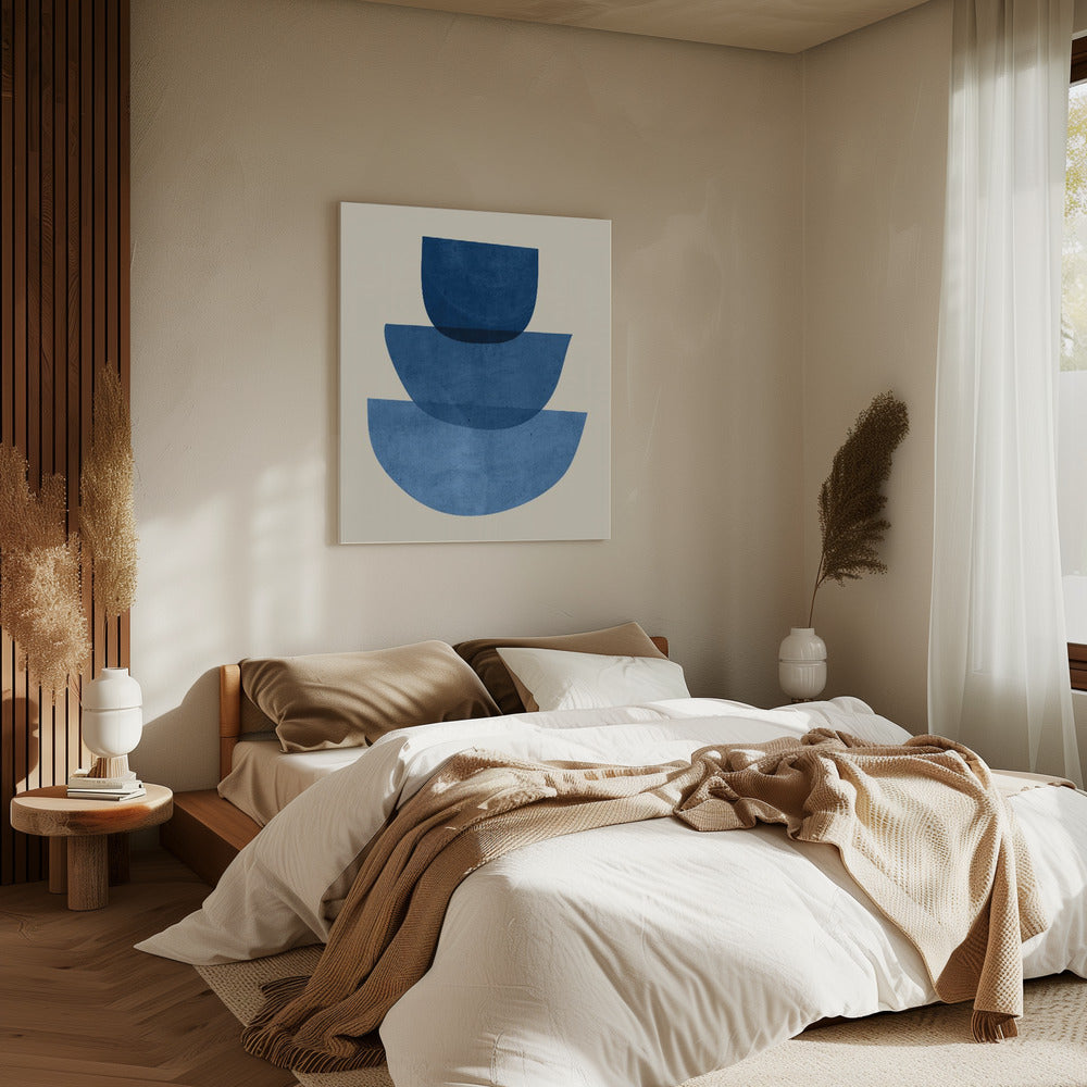 Geometrische abstracte vormen blauw | Canvas