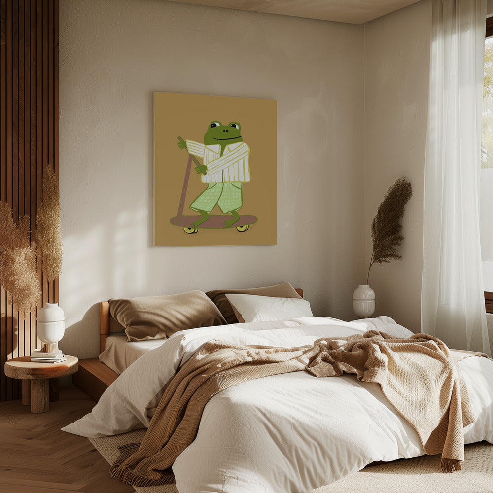 Kikker op scooter | Canvas