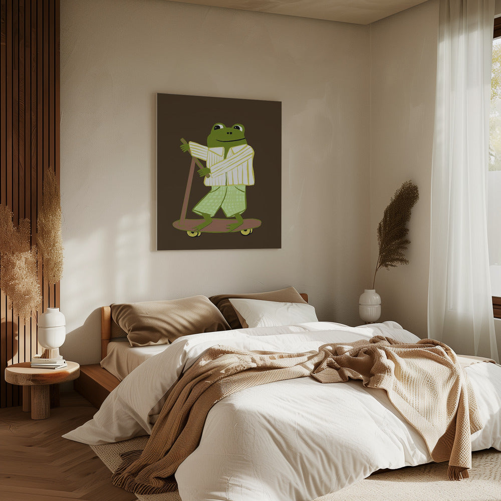 Kikker op scooter | Canvas
