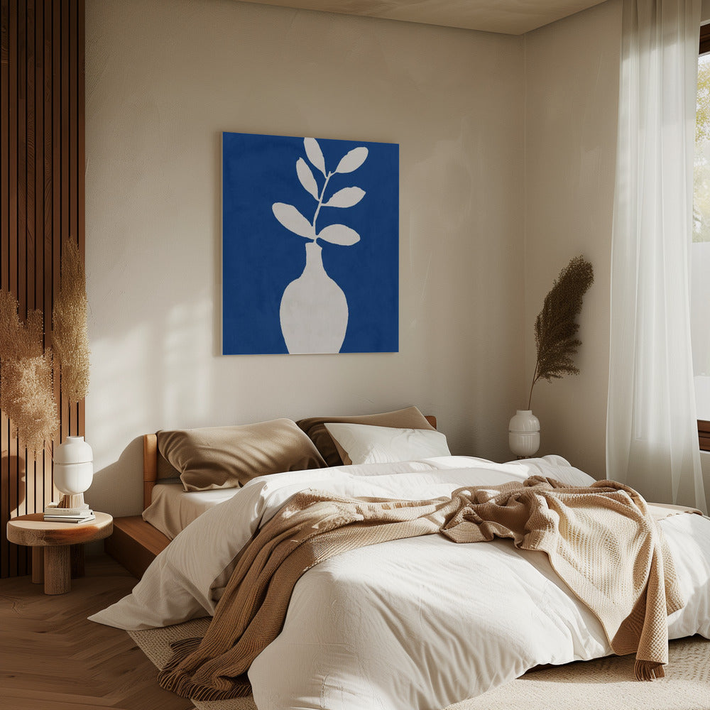 Witte vaas en bladeren | Canvas