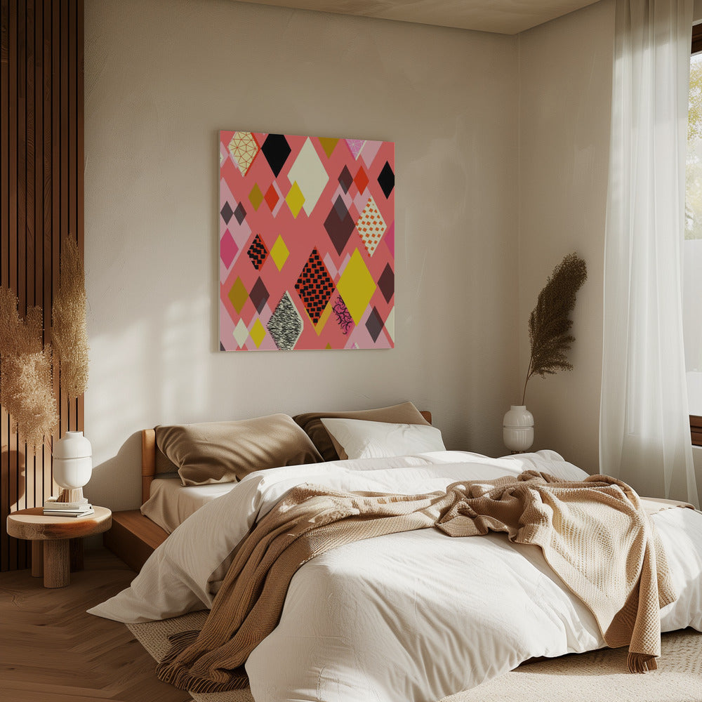 Geometrische patronen met kleurrijke ruiten en vormen | Canvas