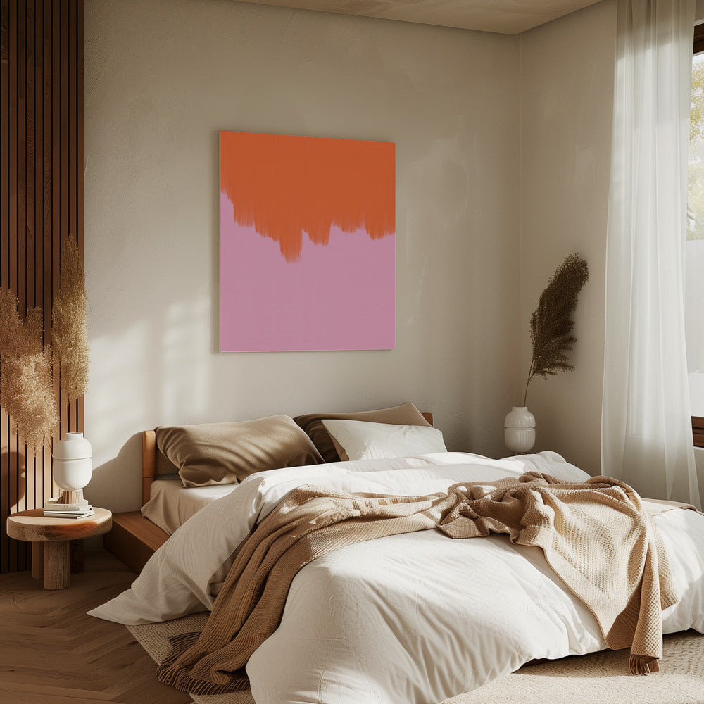 Oranje over bloesem | Canvas