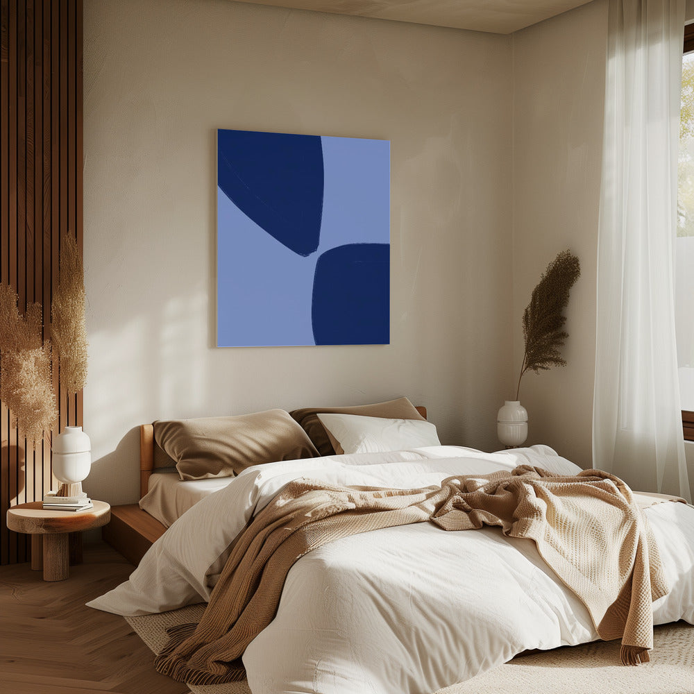 Blauwe Bloemblaadjesvormen | Canvas