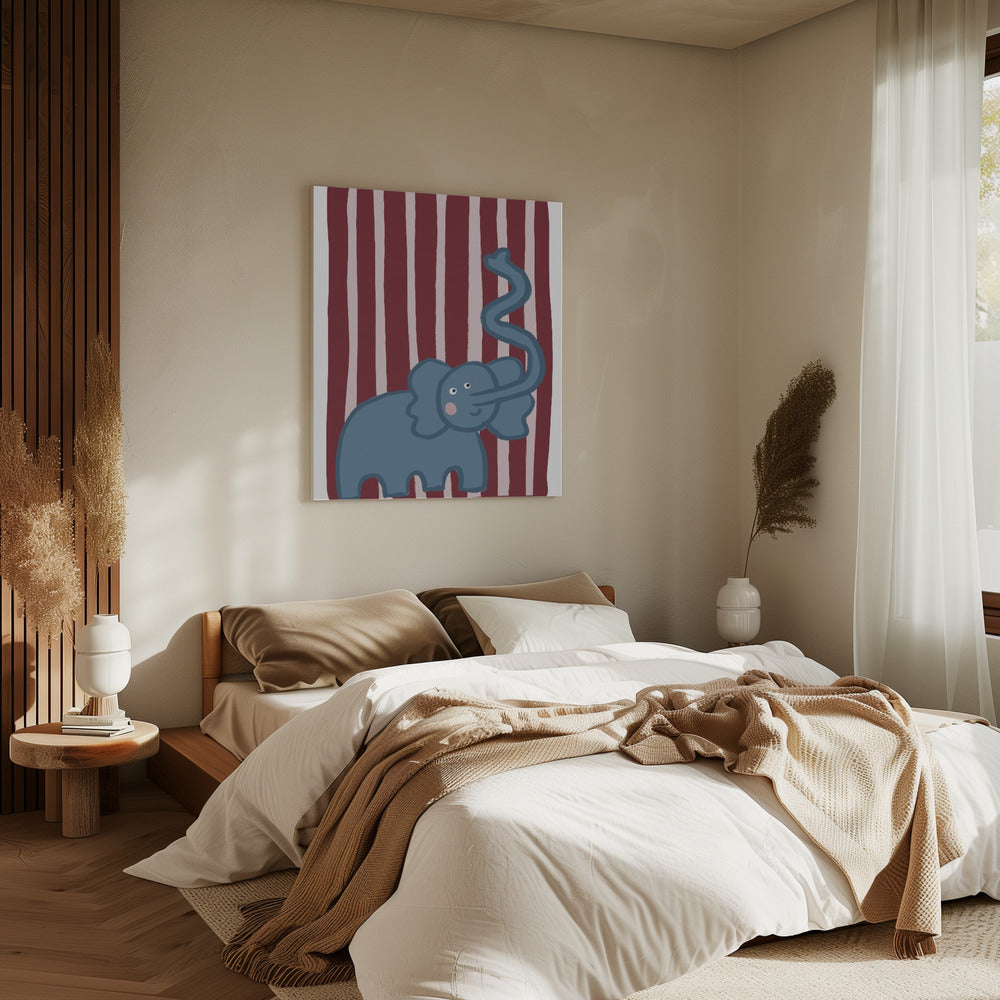 Nieuwsgierige blauwe olifant | Canvas