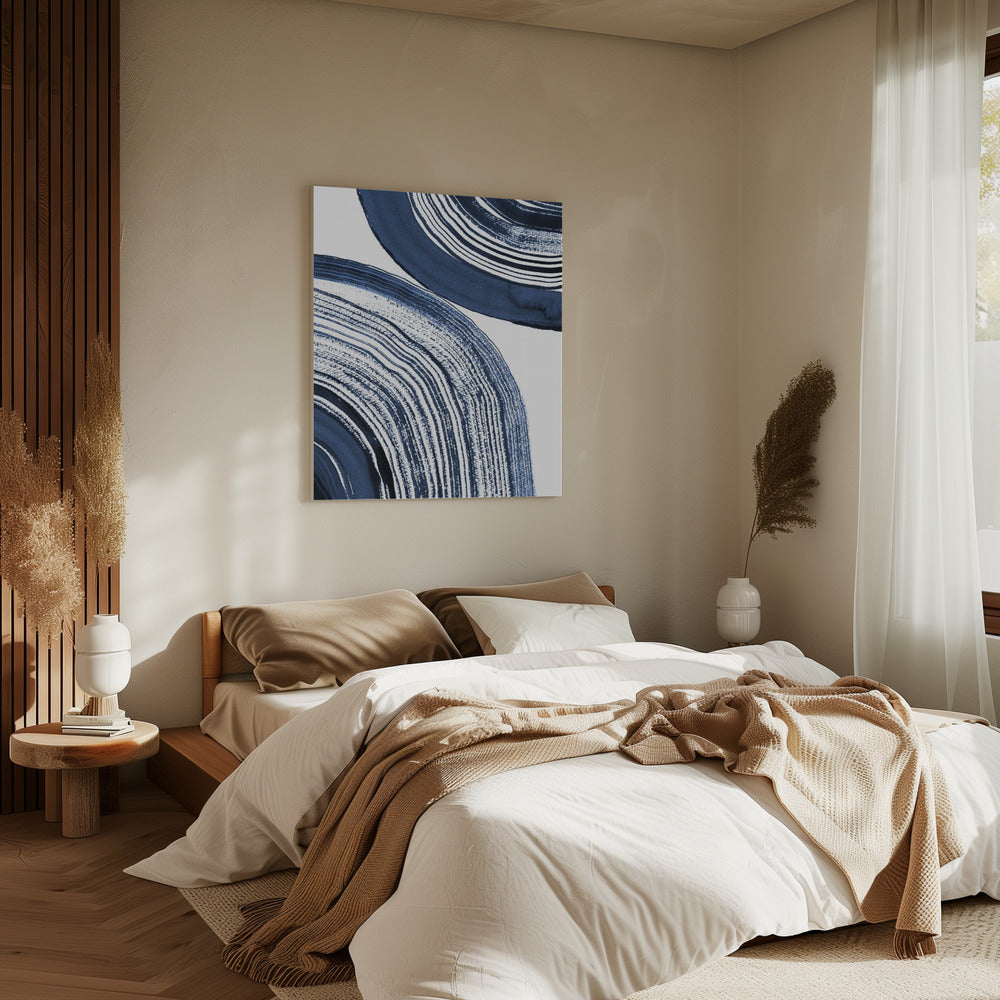 Blauwe concentrische golven | Canvas
