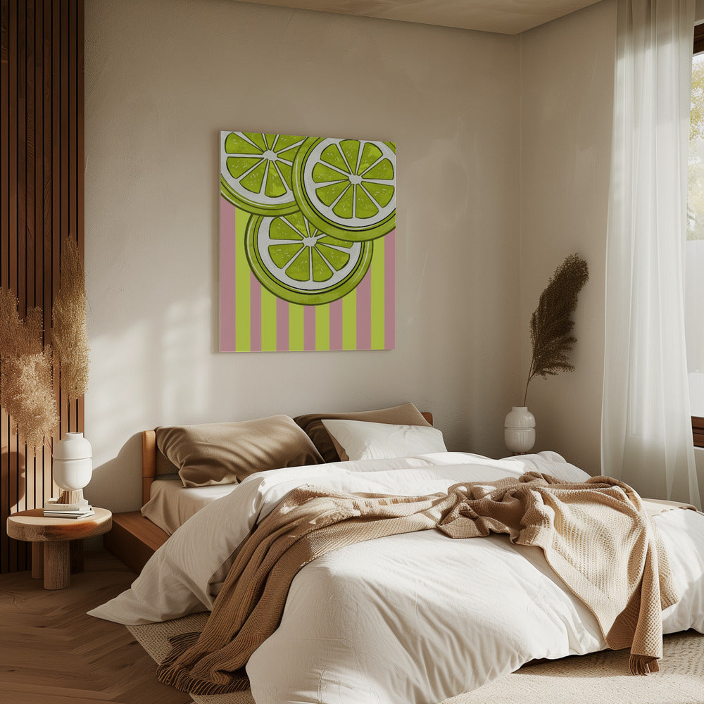 Limoen op roze | Canvas