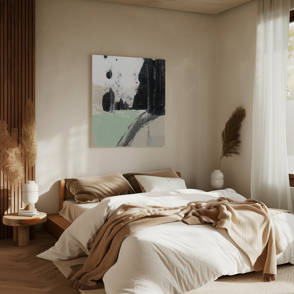 Dynamische penseelstreken en monochrome contrasten | Canvas