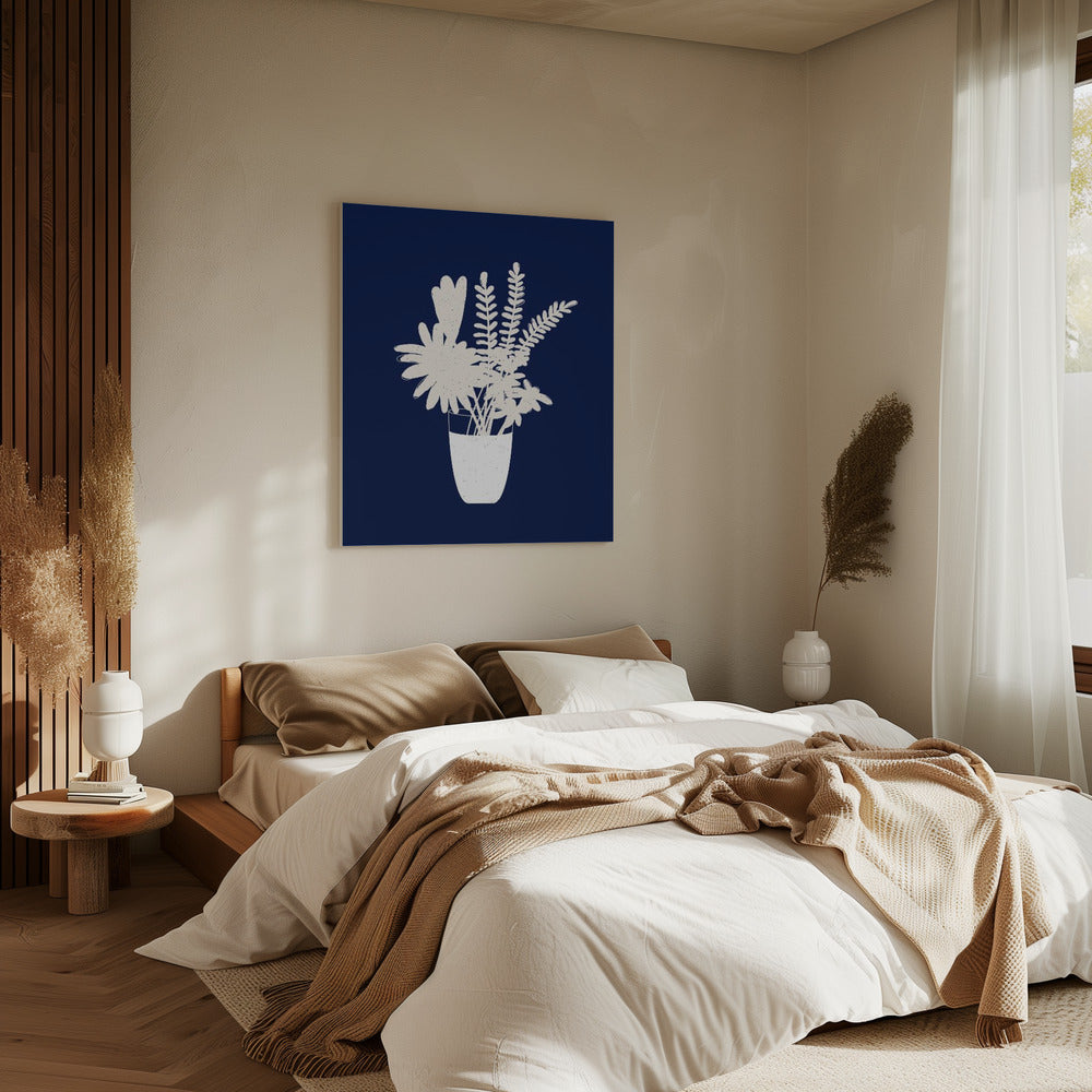 Sepia bloemensilhouet | Canvas