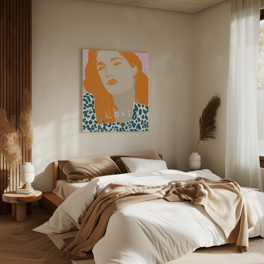 Portret van een vrouw met oranje haar | Canvas