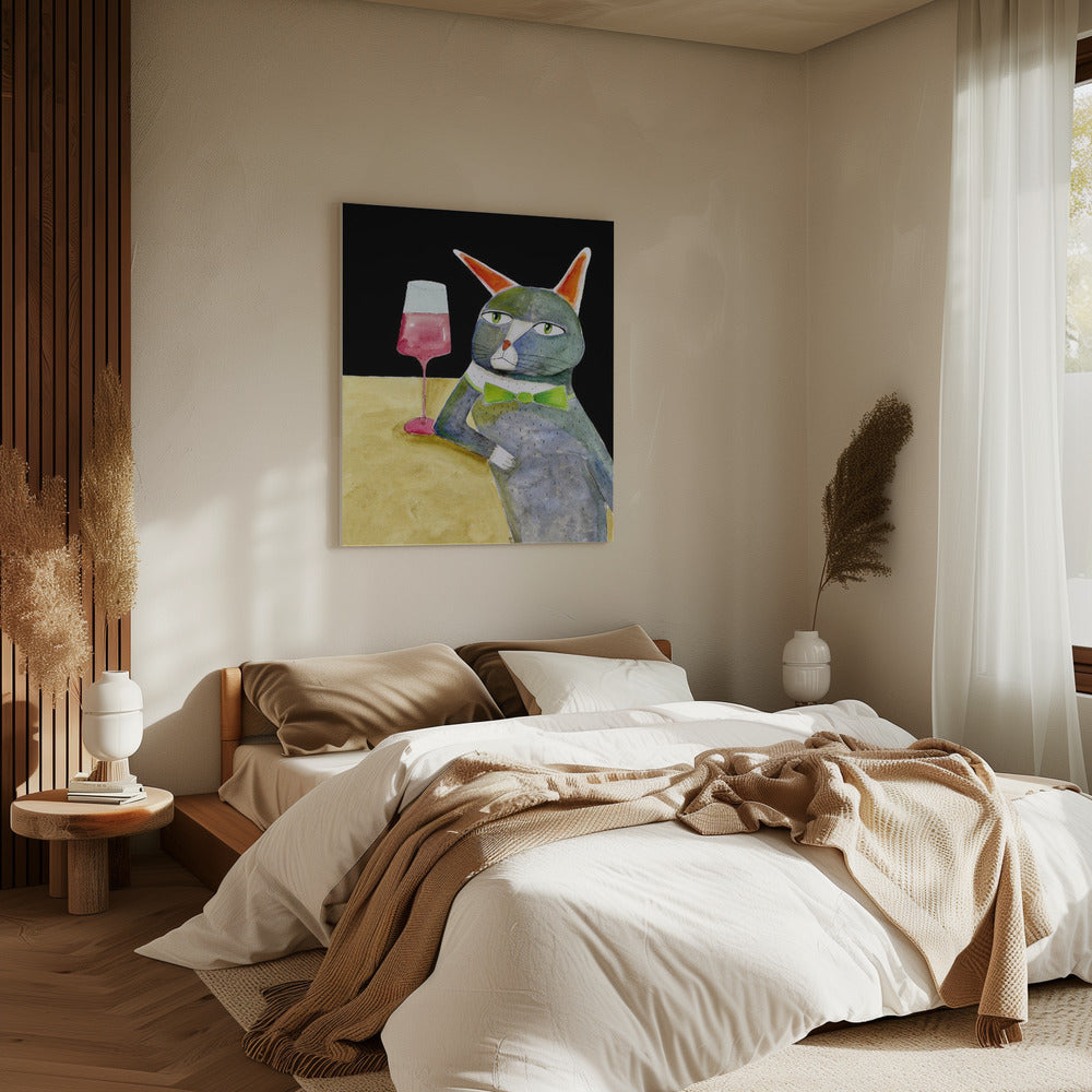 Kat aan de bar | Canvas