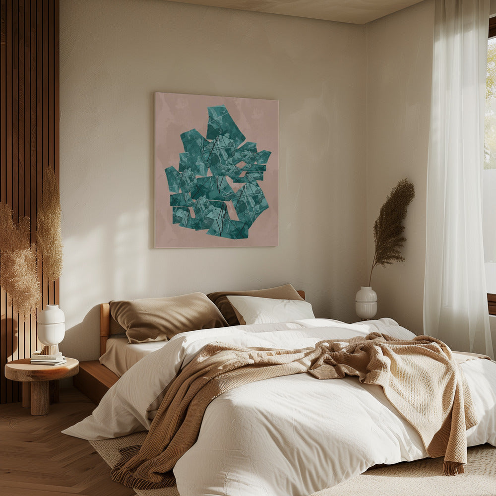 Groene geometrische vormen met textuurpatronen | Canvas