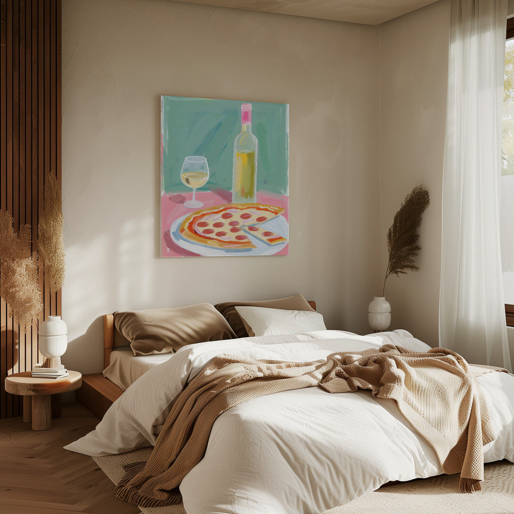 Pizza en wijn | Canvas