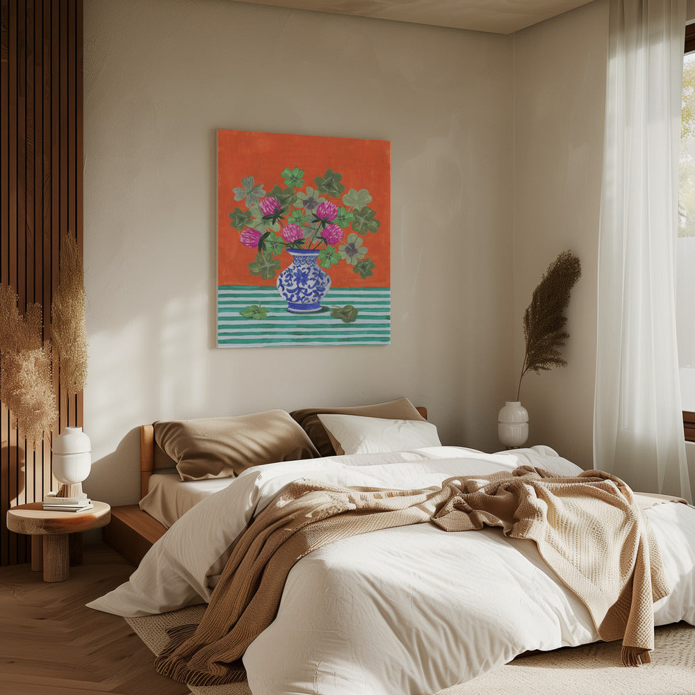 Clovers and Pink Blossoms | Canvas