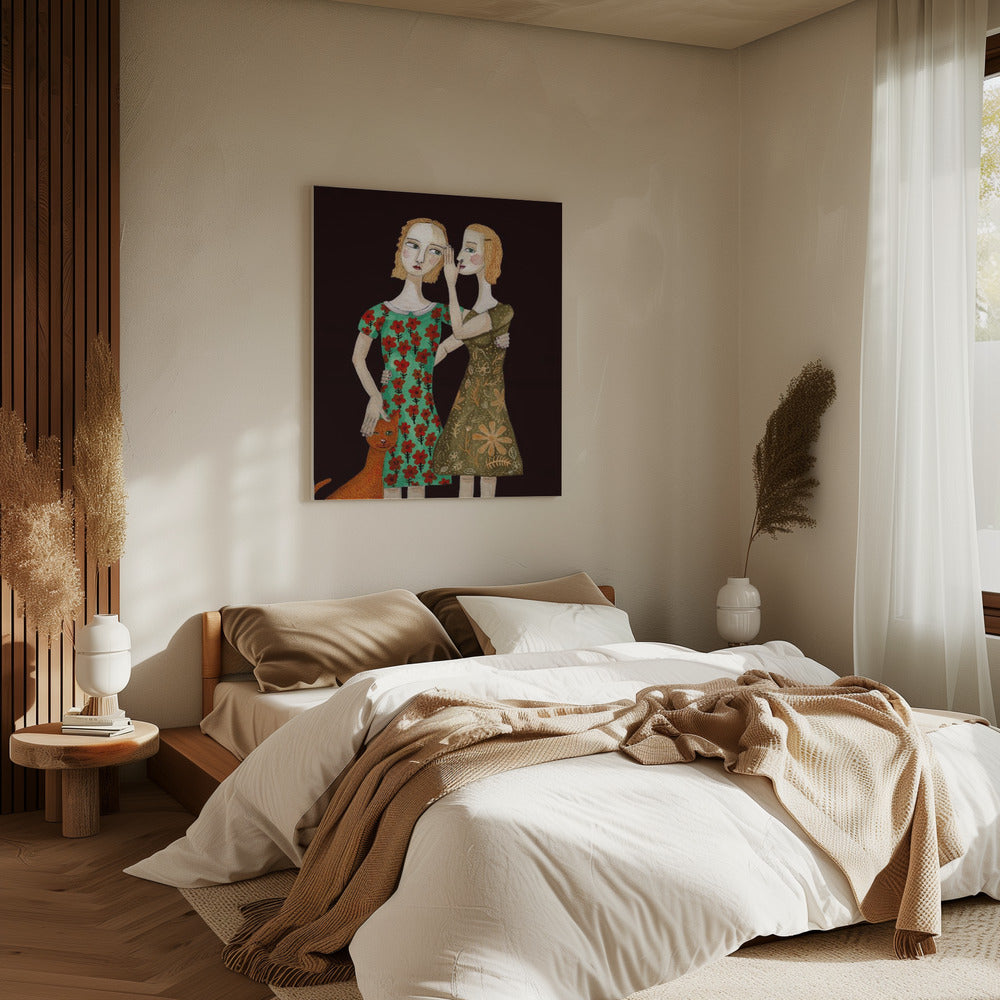 Beste vrienden met hun rode kat | Canvas