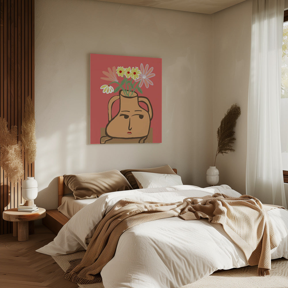 Dame vaas met bloemen | Canvas