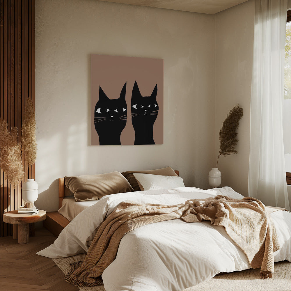 Twee zwarte katten | Canvas