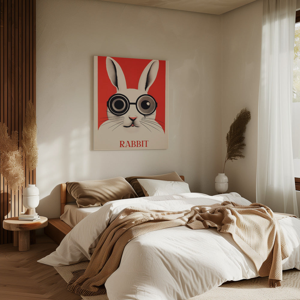 Konijn met oversized bril | Canvas