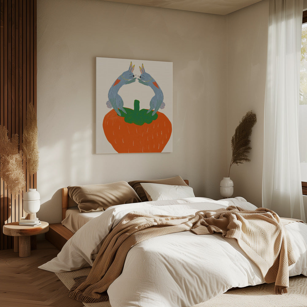 Konijnen op aardbei | Canvas