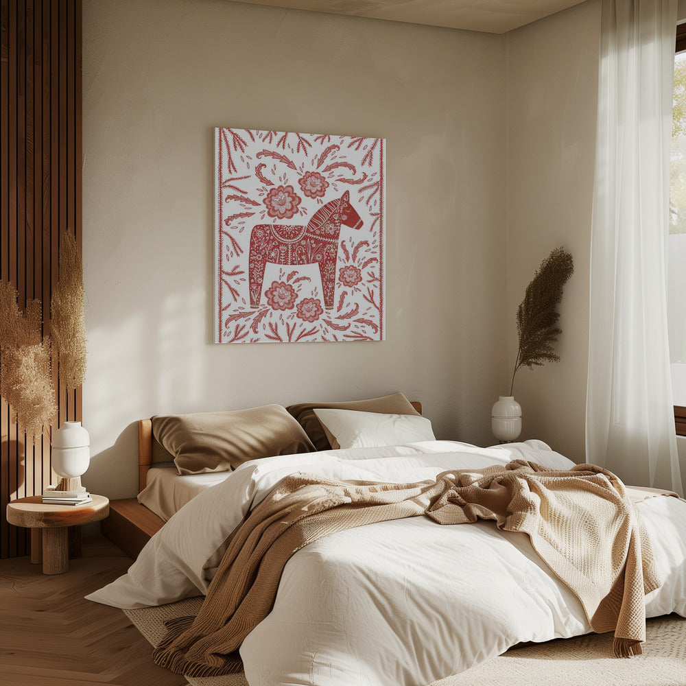 Swedish Dala Horse Red And White | Canvas