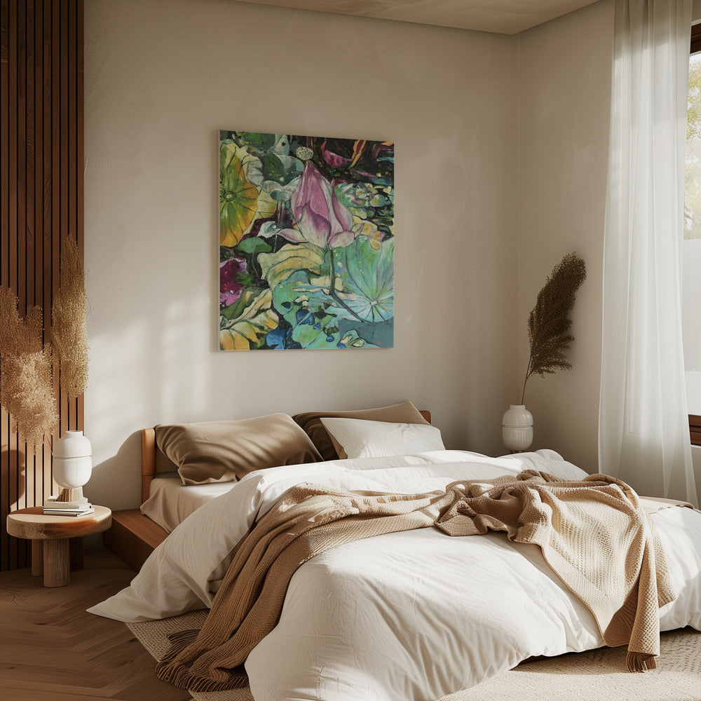 Weelderige Lotusvijver | Canvas