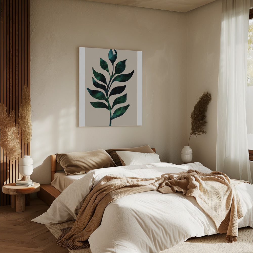Gestileerd plantenmotief met donkergroene bladeren | Canvas