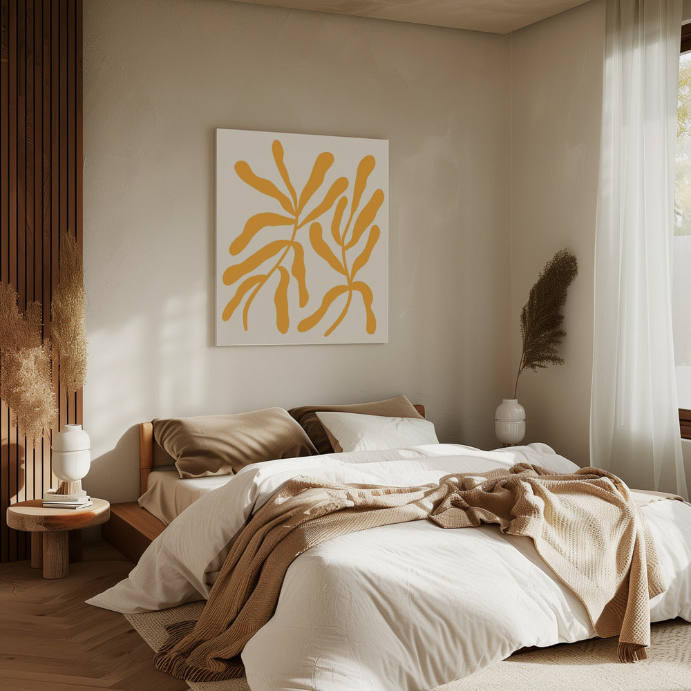 Silhouetten van gele bladeren | Canvas
