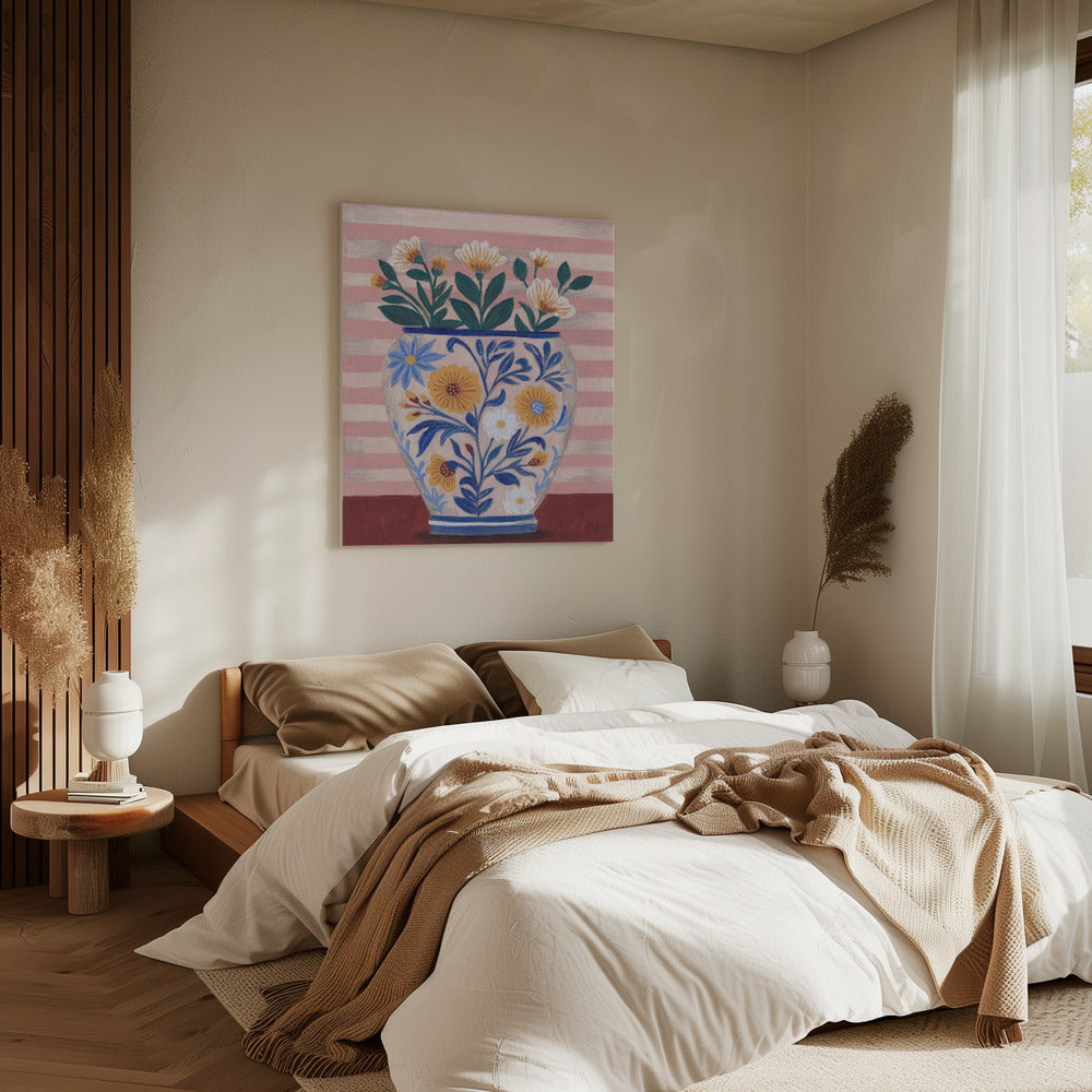 Potted Florals Pastels & Stripes | Canvas