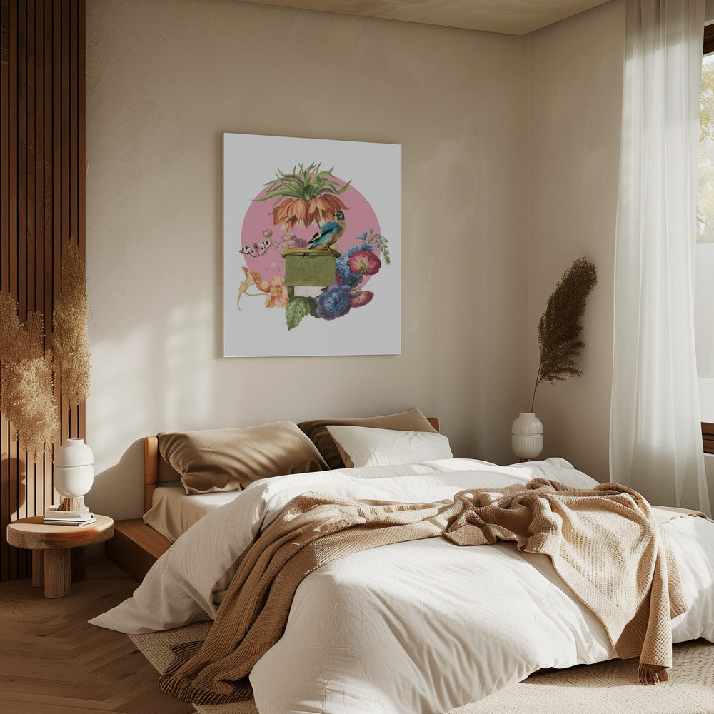 Kleurrijke vogel op een doos | Canvas