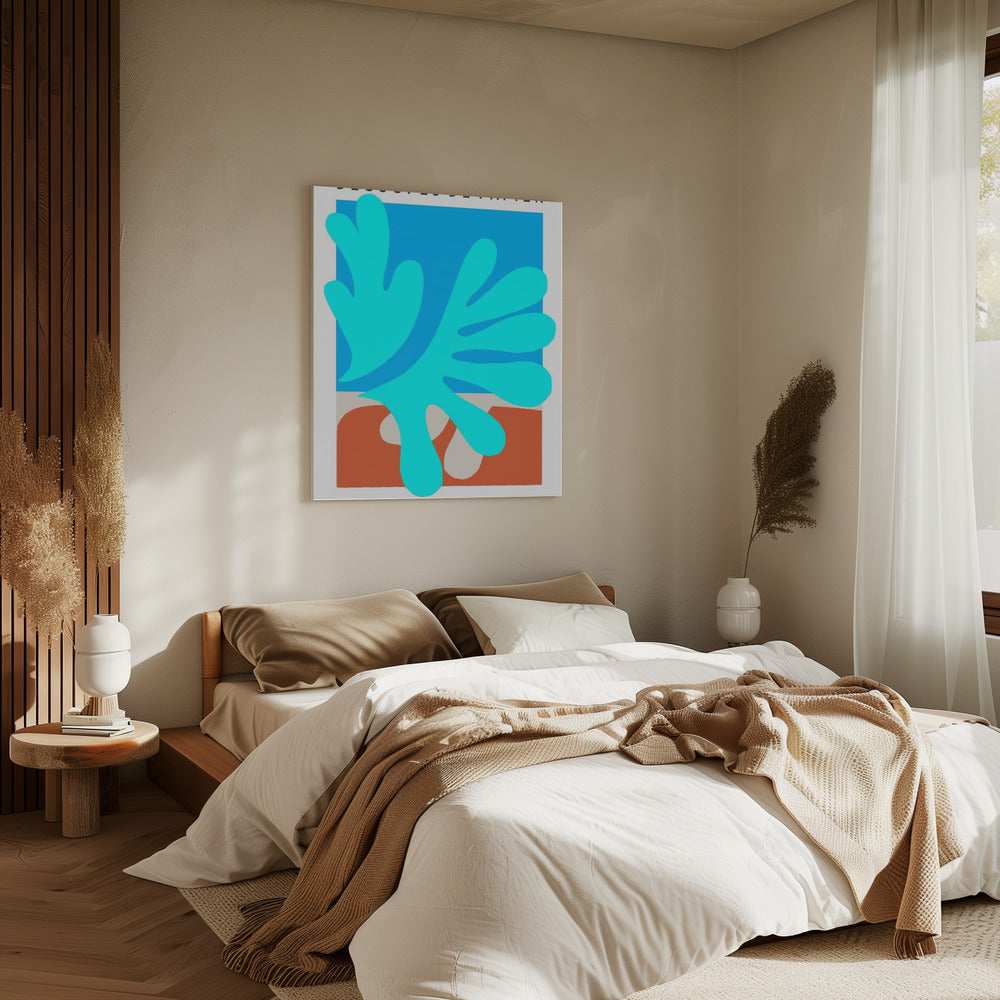 Organische vormen en levendige blauwe tinten | Canvas