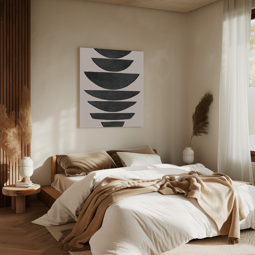 Gestapelde zwarte halve cirkels | Canvas
