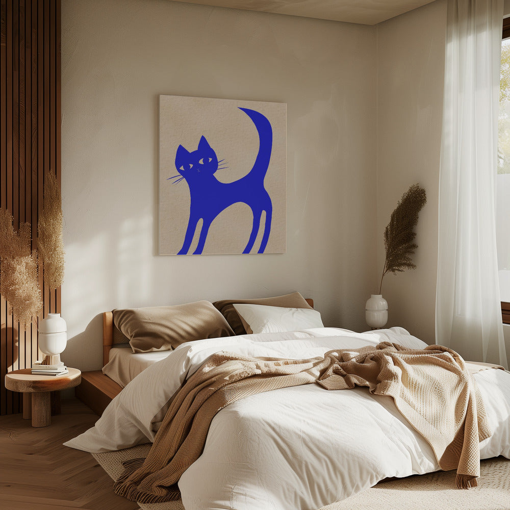 Lichtgevende BLAUWE kat | Canvas
