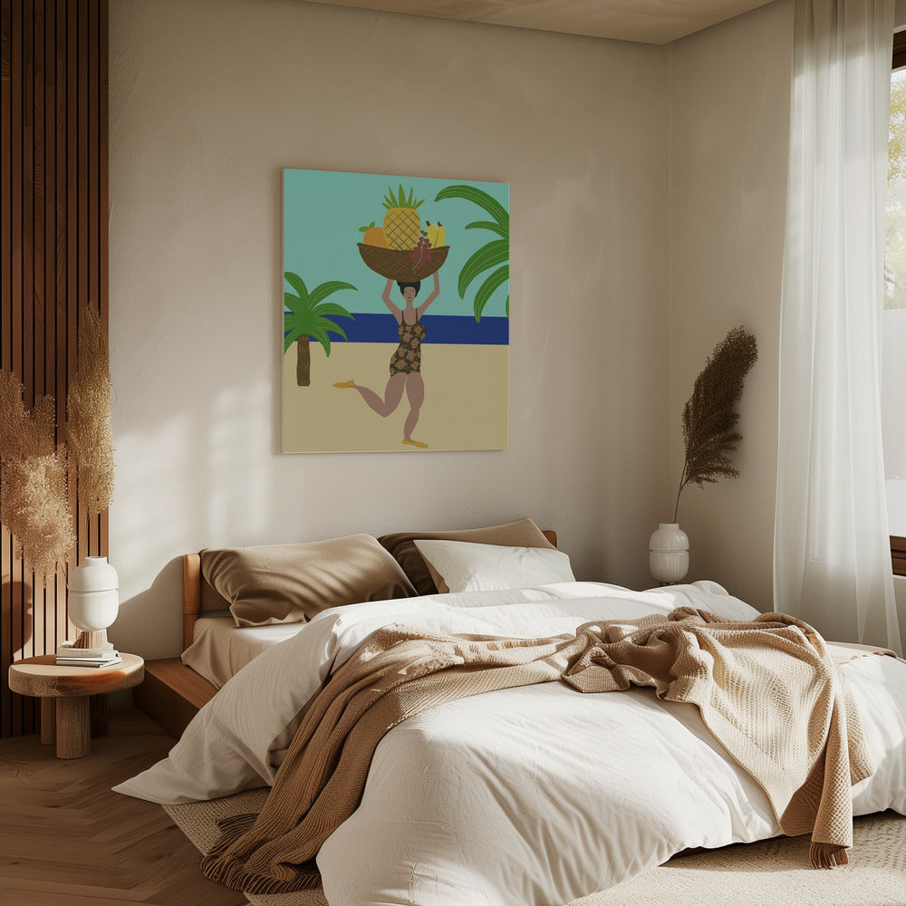 Tropisch fruit op het strand | Canvas