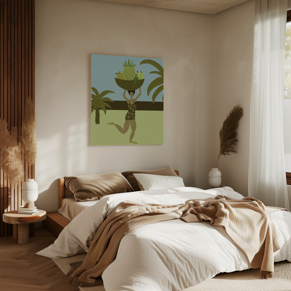 Tropisch fruit op het strand | Canvas