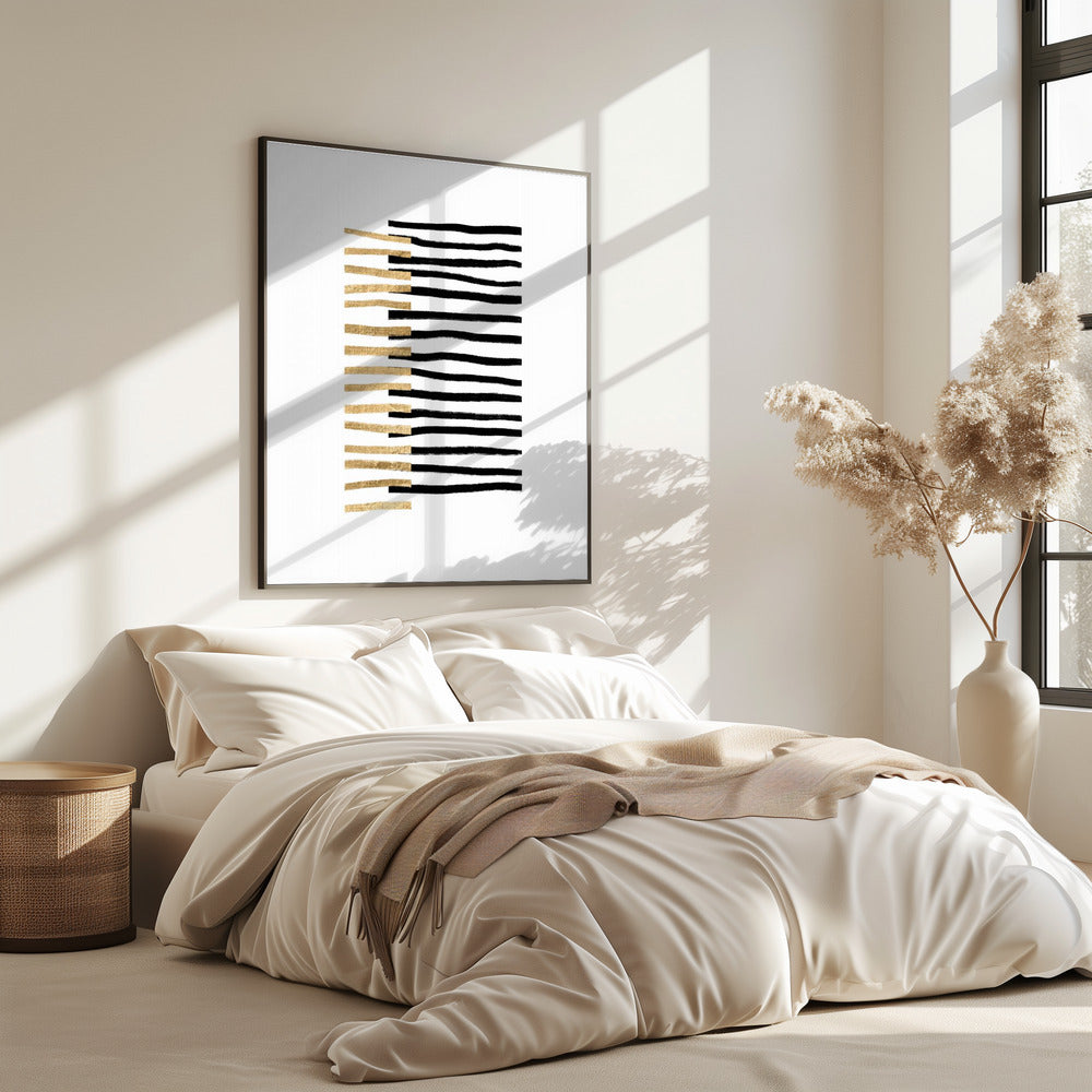 Goud op zwarte lijnen | Poster