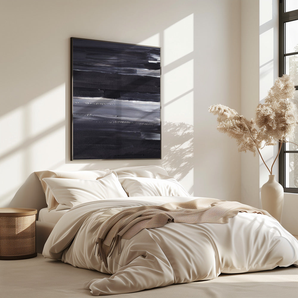 Expressieve monochrome penseelstreken | Poster