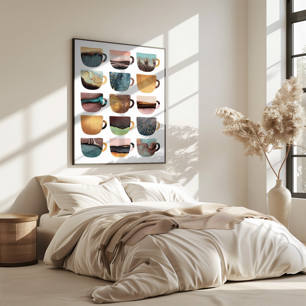 Aardse koffiekopjes | Poster