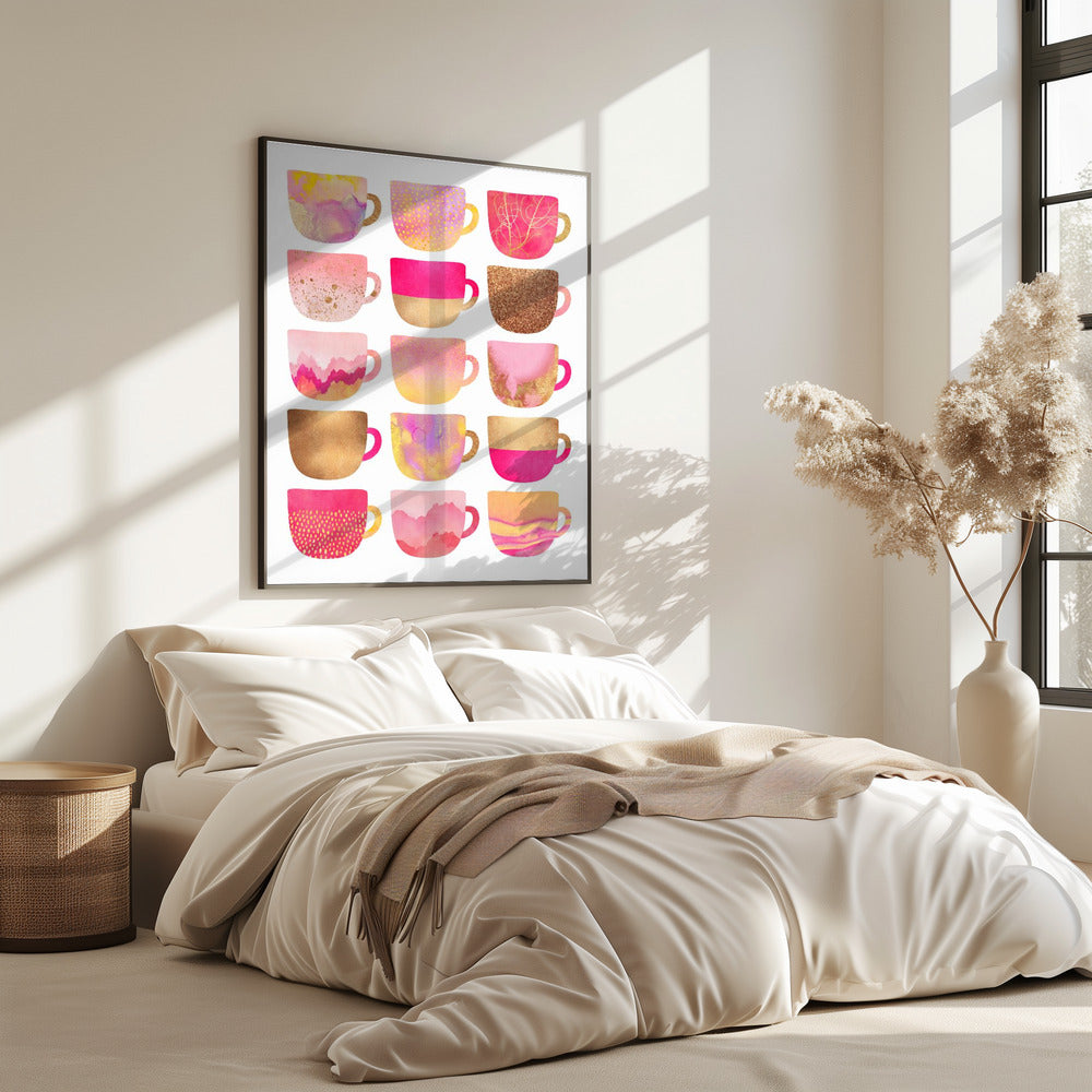 Mooie roze koffiekopjes | Poster