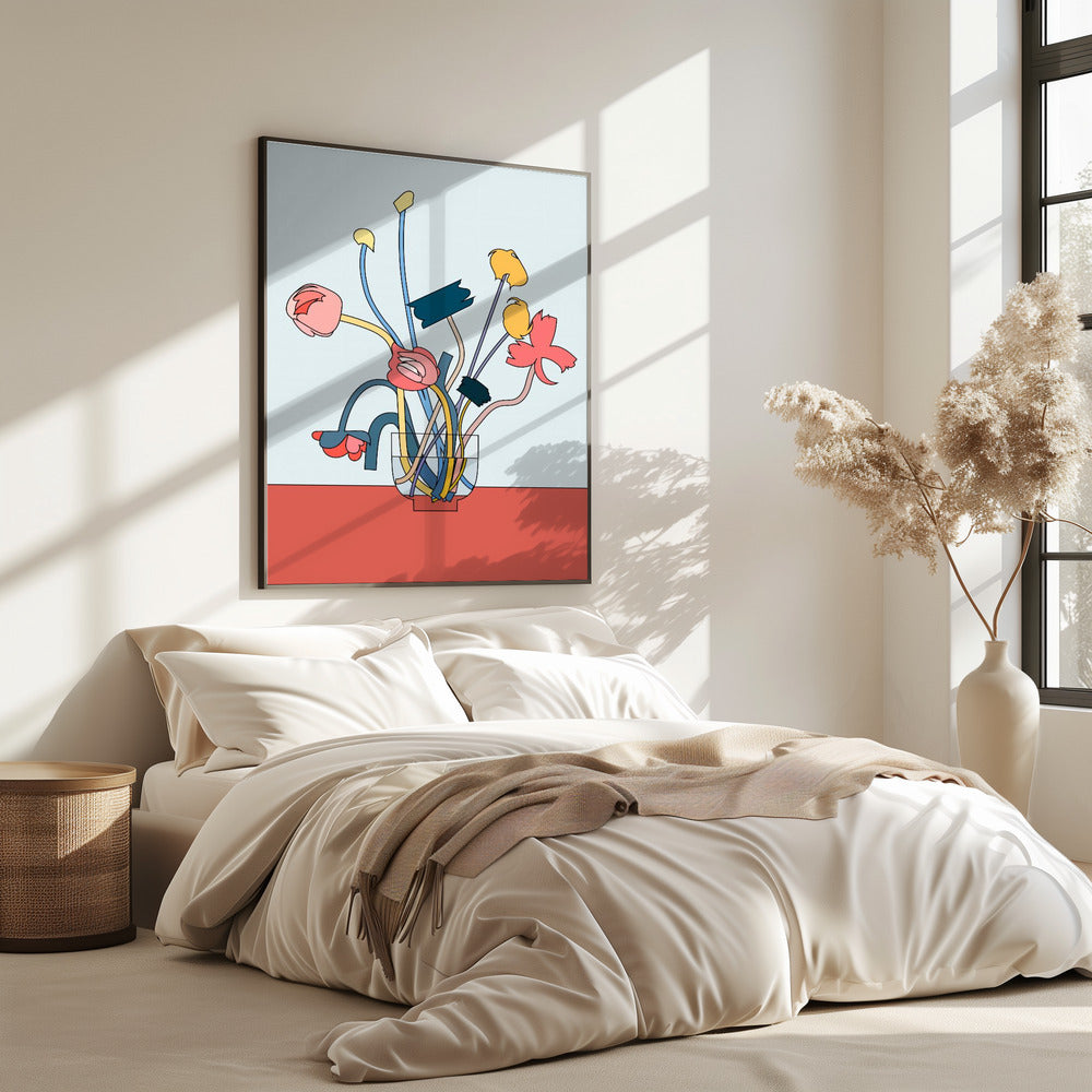 Bloemen in een glazen vaas | Poster