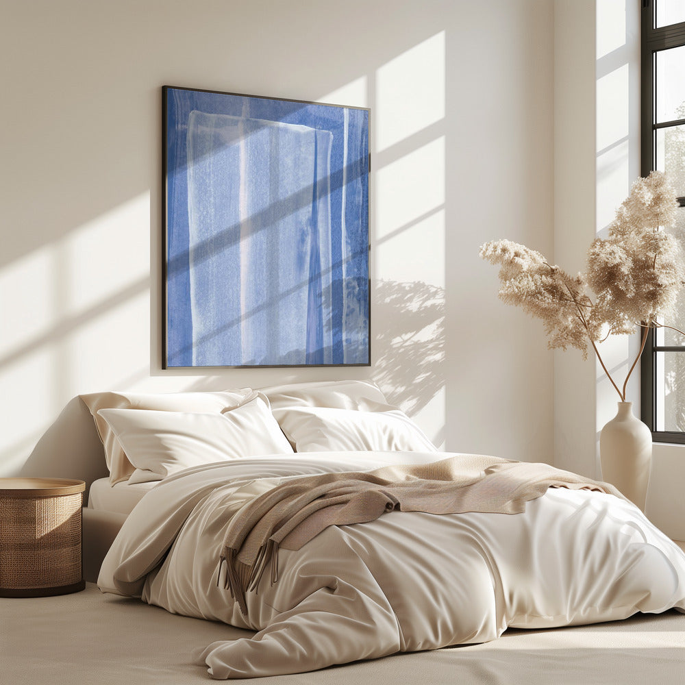 Blauw met verticale penseelstreken | Poster
