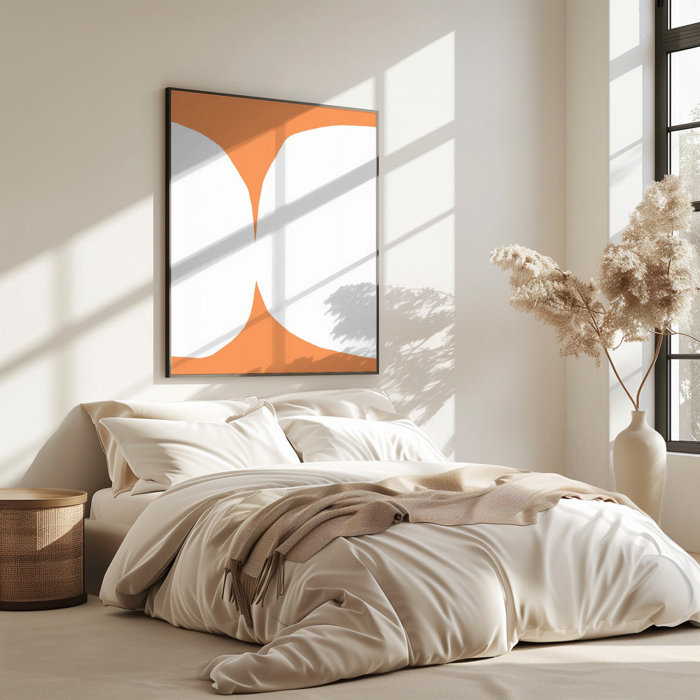 Geometrische witte vormen op een oranje achtergrond | Poster