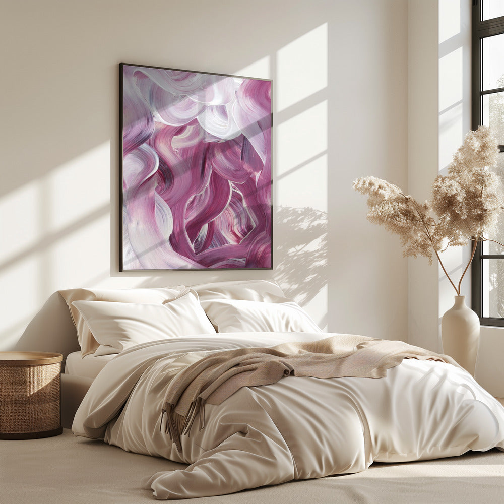 Expressieve roze en witte penseelstreken | Poster