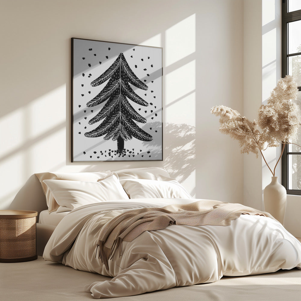 Monochroom Pinefall | Poster